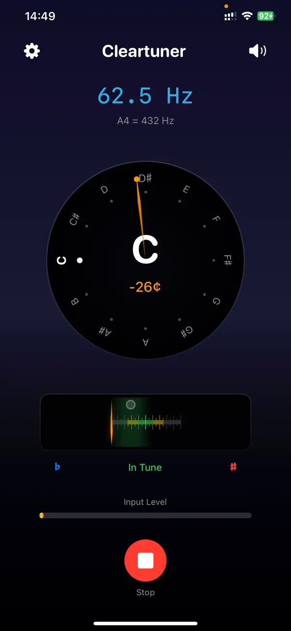 Screenshot #1 pour TuneClear - Instrument Tuner