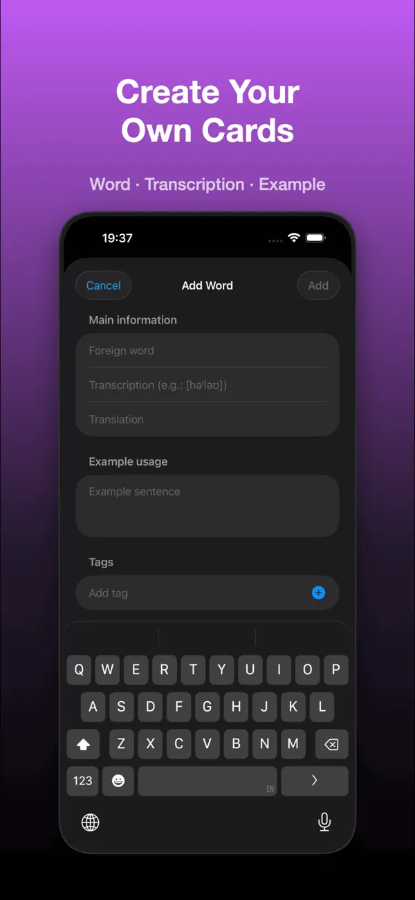 Screenshot #1 pour Cardify — swipe and learn