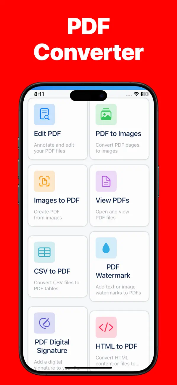 PDF Converter: Scanner, Editor iOS app screenshot showing feature 1
