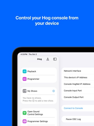 iHog - OSC Remote for Hog 4 iPad screenshot