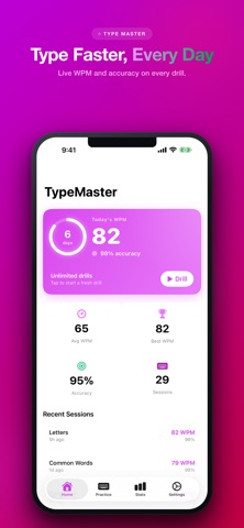 TypeMaster - Typing Practice iPhone screenshot