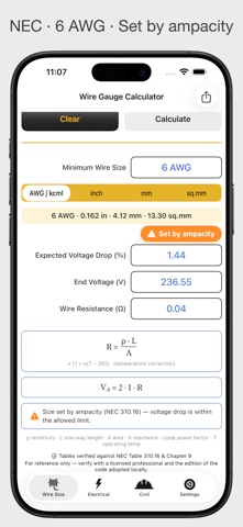 Wire Gauge & Size Calculator iPhone screenshot