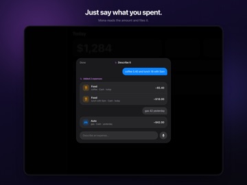 Mona: Budget & Expense Tracker iPad screenshot