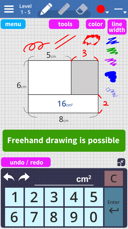 #6. Area Quiz : Geometry Problems (iOS) Podle: Wasabi Applications