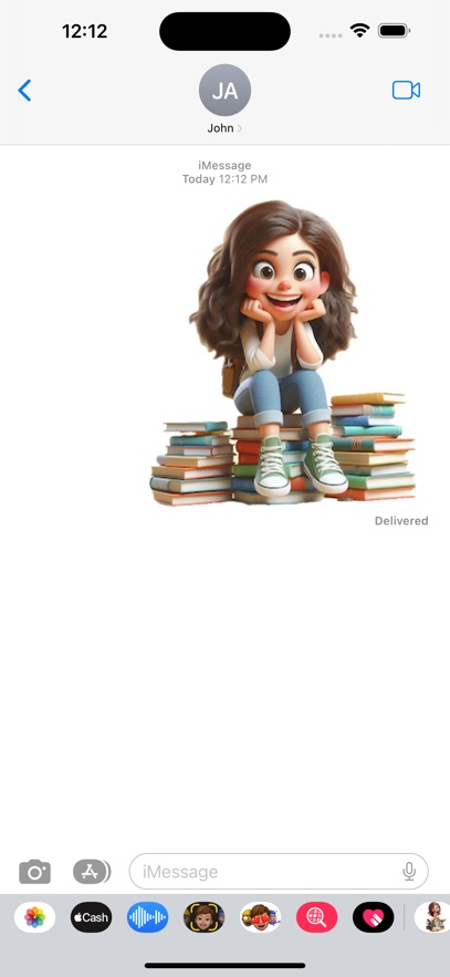 Pile of Books Girl Stickers