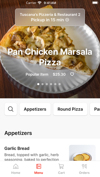 Tuscana's Pizzeria Restaurant iPhone screenshot 2 - Food & Drink app