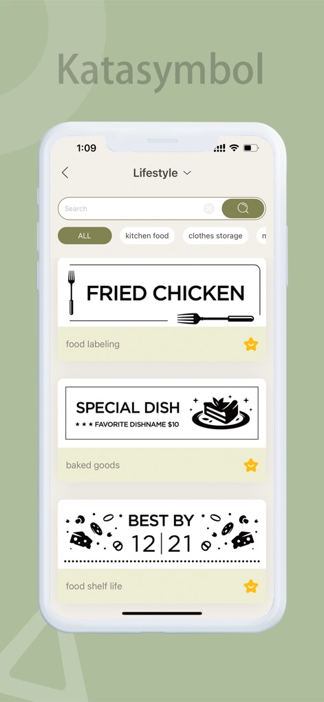 Katasymbol - Browse the extensive template library, showcasing practical label examples for 'food labeling' and convenient 'food shelf life' tracking.