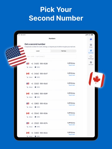TwinPhone: Second Phone Number iPad screenshot