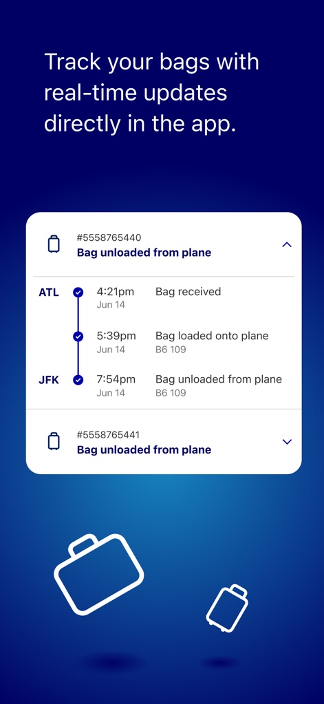 JetBlue - Book & manage trips - Effortless Bag Tracking