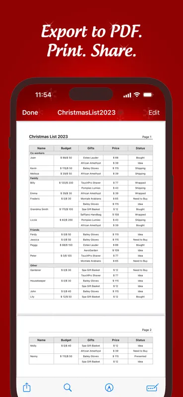 The Christmas Gift List Pro screenshot 5 of 7