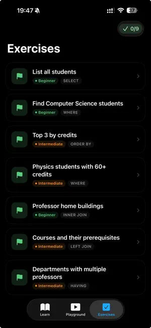 SQLearn - Mobile SQL Learning screenshot 2