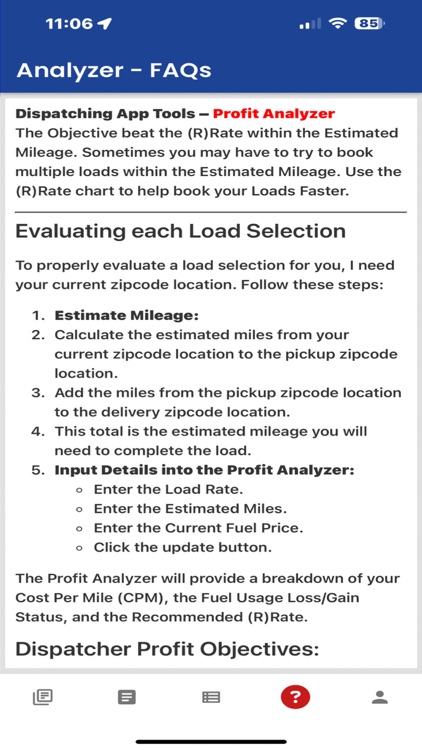 Profit Analyzer for Dispatch
