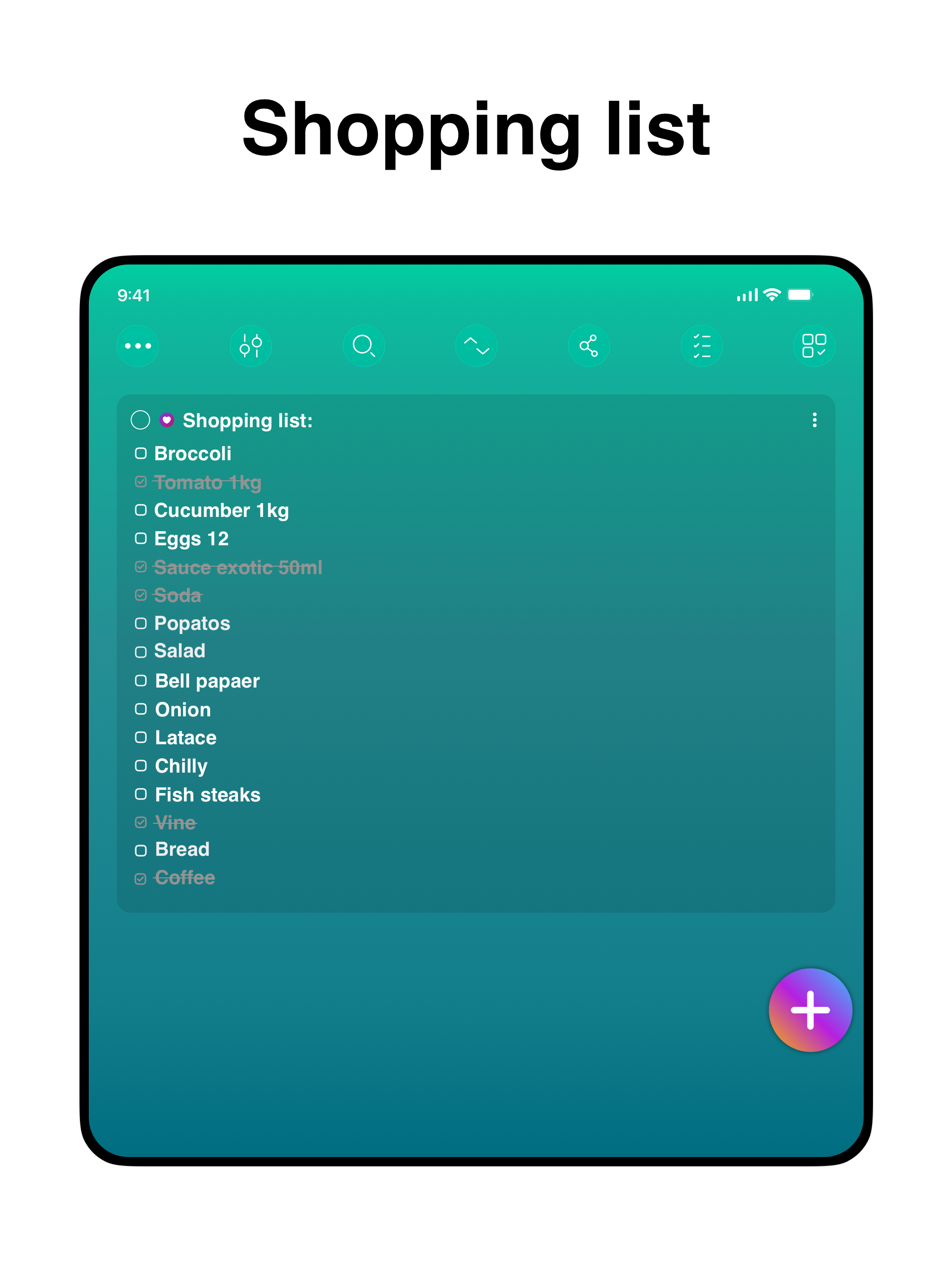 To do: Shopping list