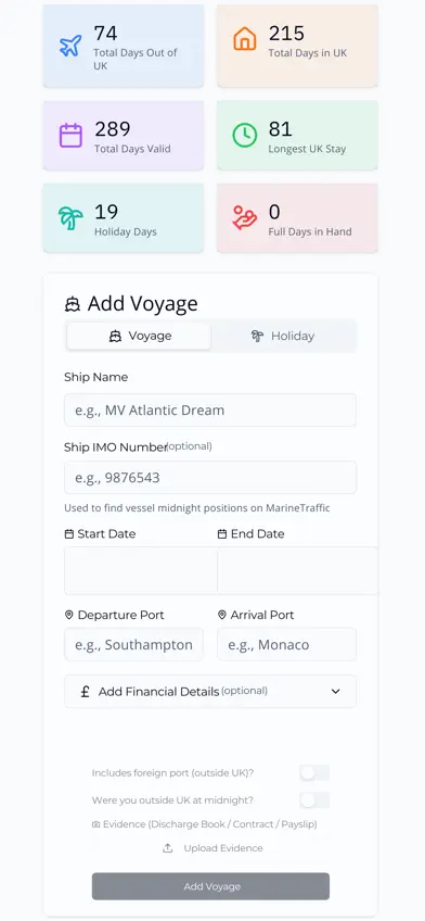 SeaDays - Seafarer Tracker screenshot 3