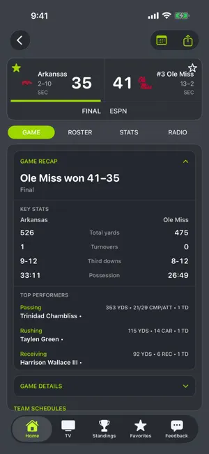 Arkansas Football Schedules screenshot 3