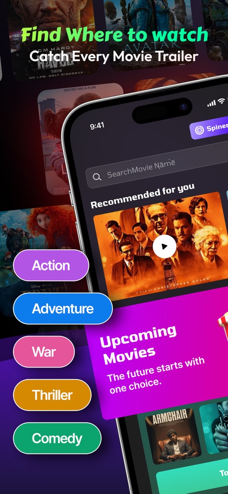Moviebox : KDrama & Shows - Users can easily locate specific titles via the "SearchMovie Name" bar and browse future releases in the "Upcoming Movies" section.