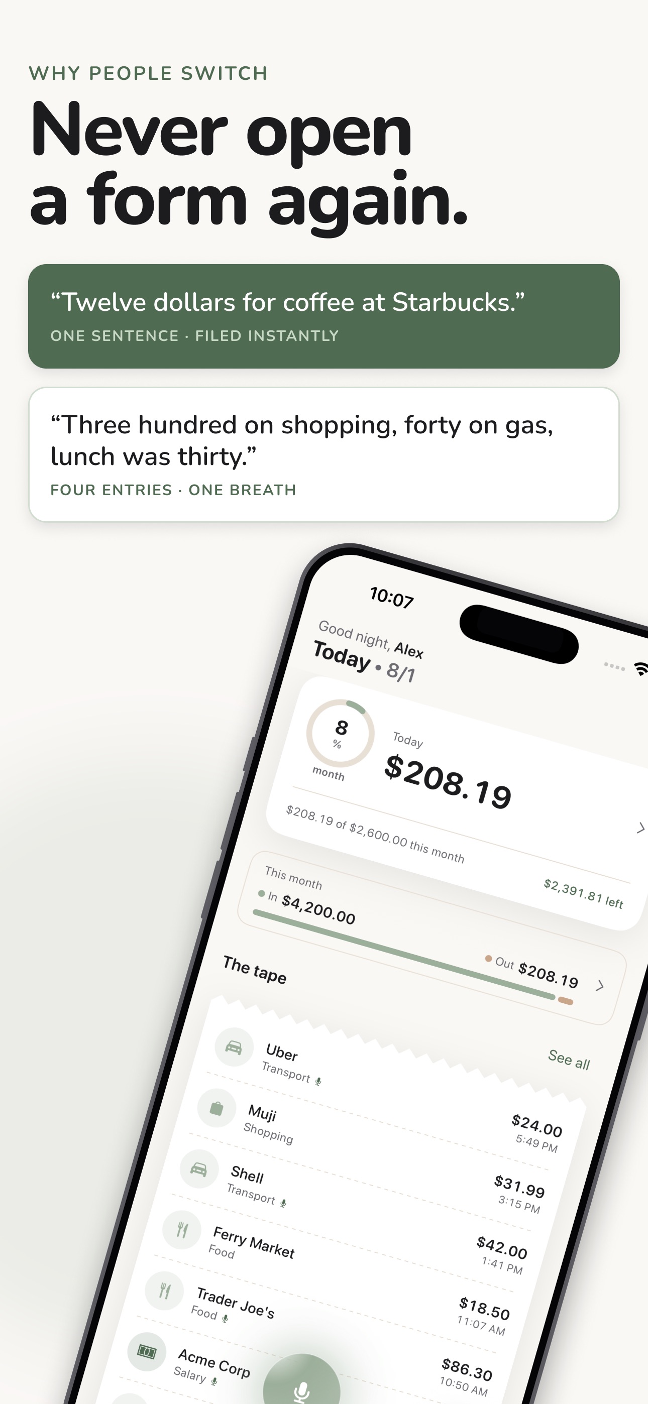 Screenshot 3 of Tape: Voice Expense Assistant