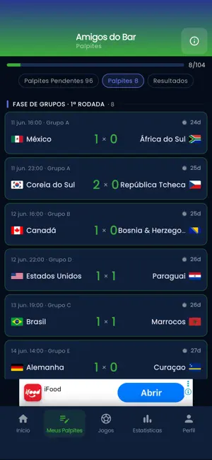 Bolão Copa 2026: Palpites iPhone screenshot 2