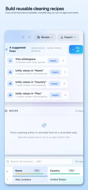 Tidyset: Data Cleaning screenshot 2
