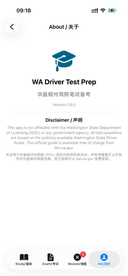 Скриншот WA DOL Permit Test Chinese на iPhone 6