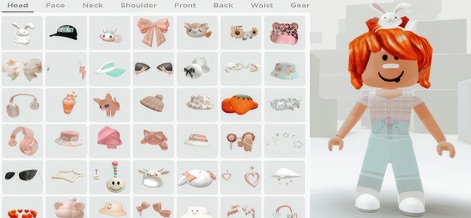 Clothes Skins Maker for Roblox - Users can effortlessly enhance their Roblox characters by selecting from a detailed headwear collection and witnessing real-time avatar customization.