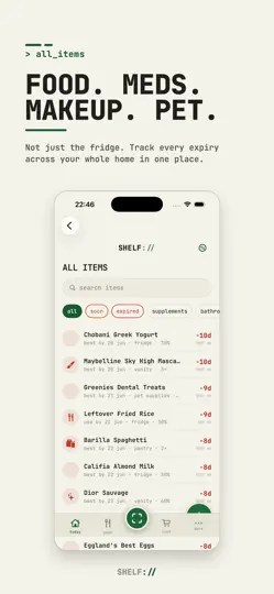 Capture d'écran de Food Expiry Tracker : SHELF sur iPhone 6