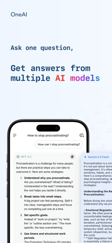 OneAI by SimX: GPT-5 Chatbot iPhone screenshot
