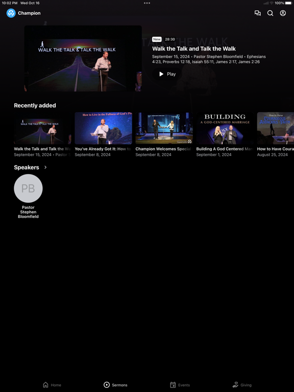 Champion Church AZ iPad screenshot 2 - Education app