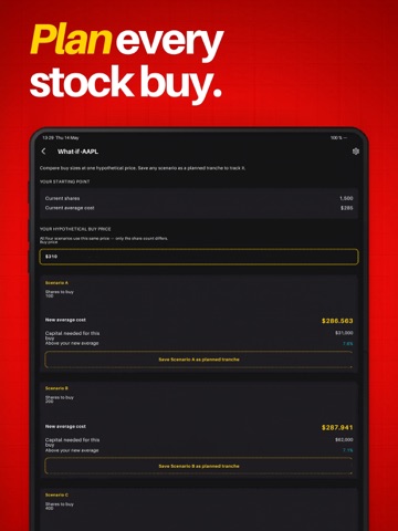 Stock Average Cost Calculator iPad screenshot
