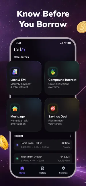 CalFi: Loan, EMI & Savings screenshot 1