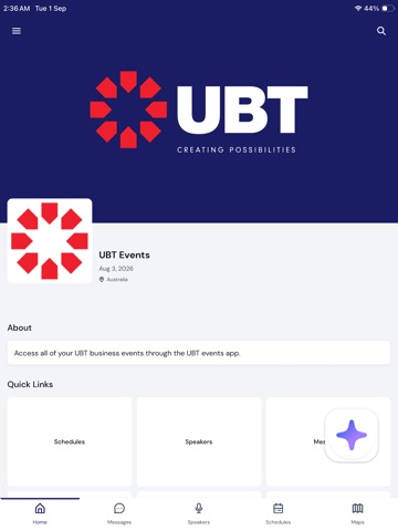 UBT Events iPad screenshot