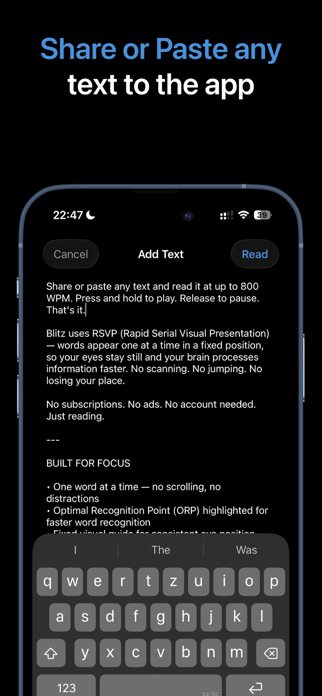 Blitz – Speed Reader Screenshot 2 of 4