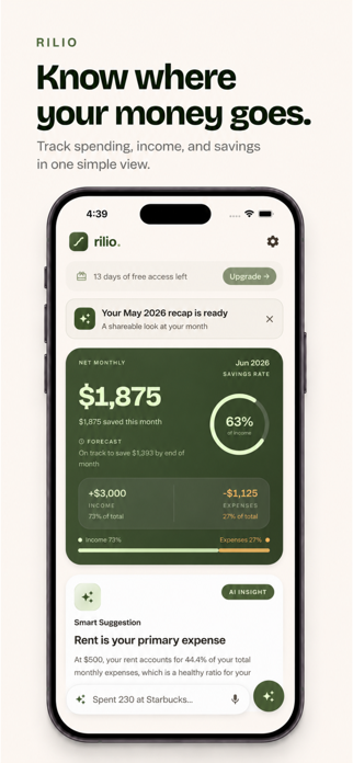 Rilio - Smart Expense Tracker Screenshot 1 of 6