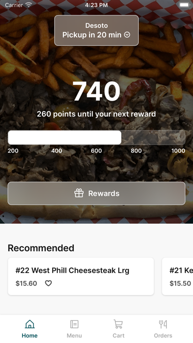 BT's Cheesesteaks iPhone screenshot 1 - Food & Drink app