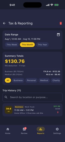 Mileage & Tax Expense Tracker screenshot