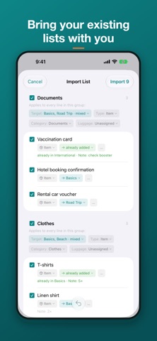 TravelSheet: Packing List Screenshot 7 of 9