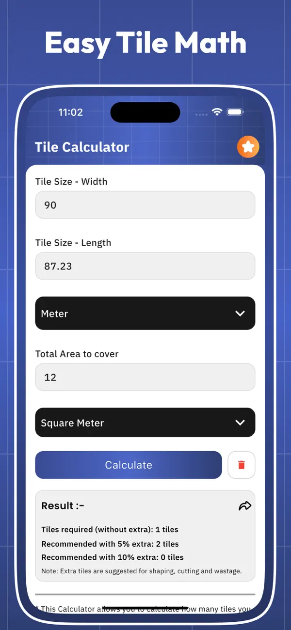 Screenshot #2 pour Tiles Calculator Floor & Wall