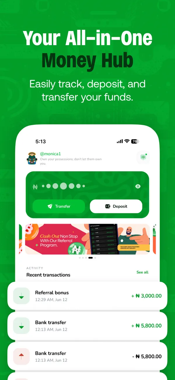 Screenshot #1 pour Monica - Pay, Send, Bills