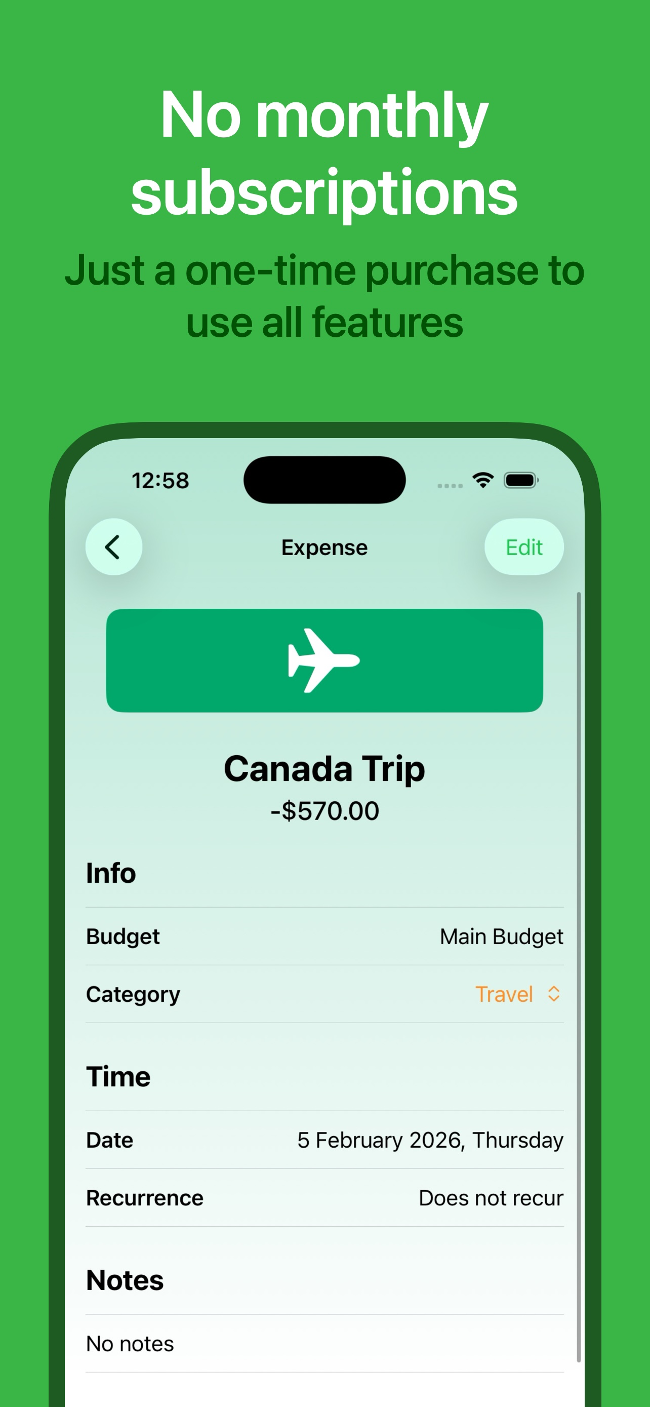 BudgetNotes screenshot 2