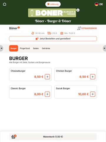 Böner - Burger & Döner iPad screenshot