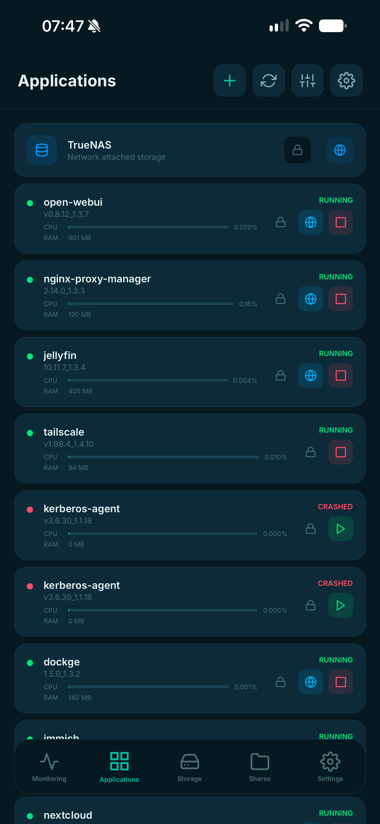 Dashboard for TrueNAS screenshot 3