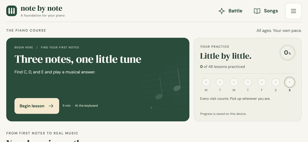 Screenshot 3 of Note by note Piano