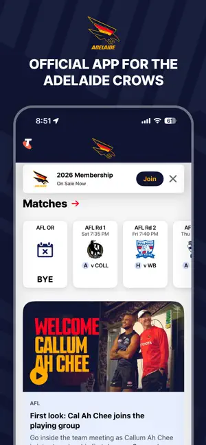 Adelaide Crows Official App iPhone screenshot 1