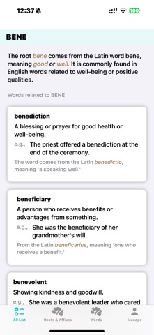 VocaBuilder: Roots and Affixes screenshot