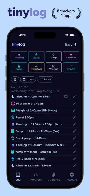 Tinylog: Baby Tracker App screenshot 1