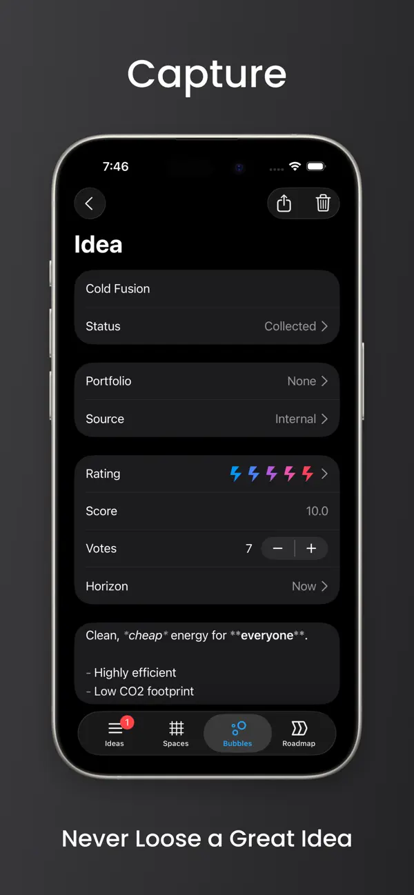 #5. Ideafall - Idea Management (iOS) 由: Elemental Tools GmbH