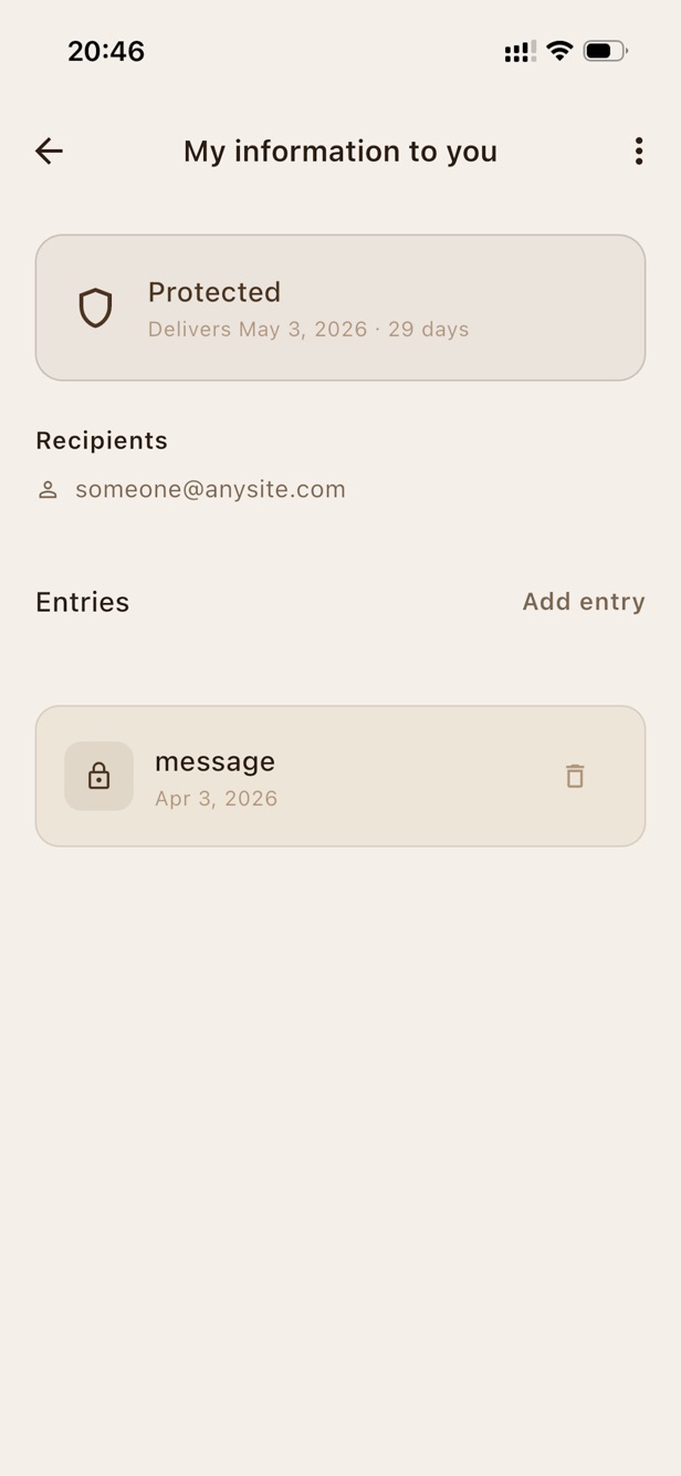 InCase app screen