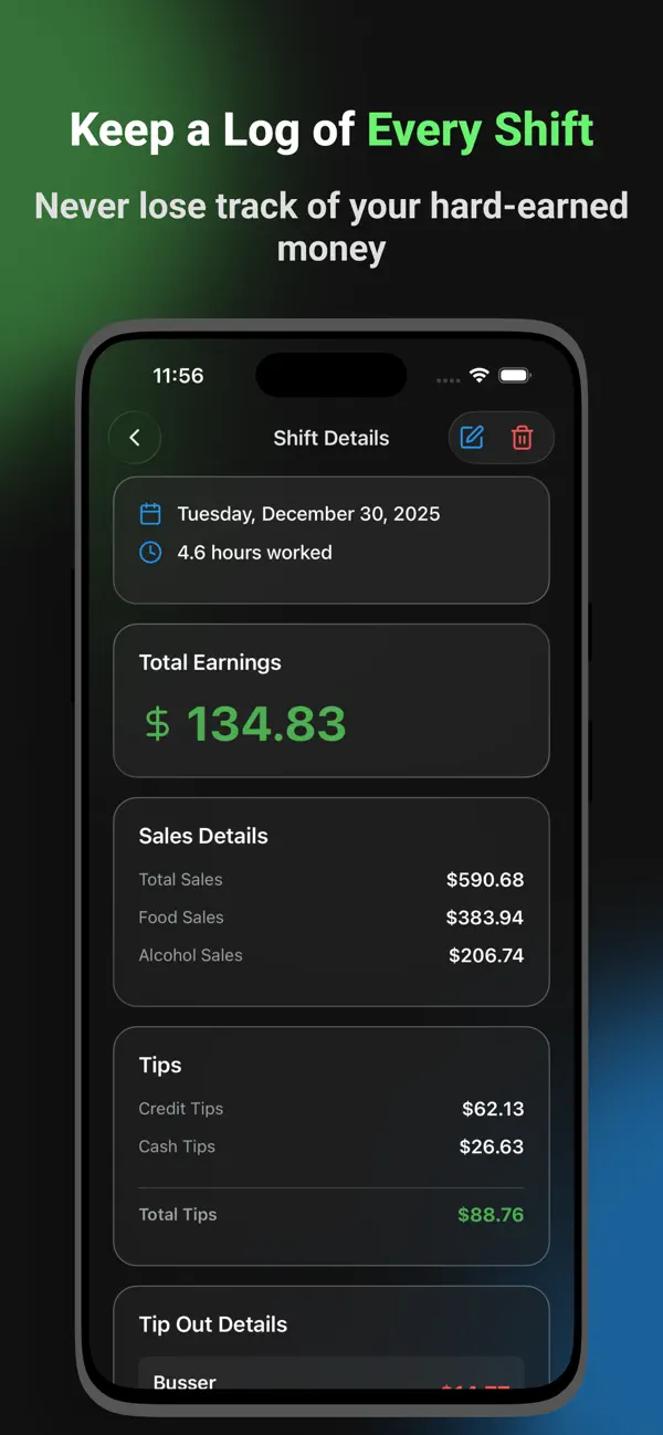 #4. TipOut: Server Tip Tracker (iOS) Ved: JongHyeok Park