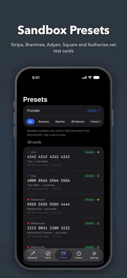 Screenshot 5 di 6 di Credit Card Generator: Test
