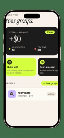 Splitly Split Bills iPhone screenshot